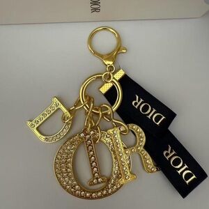 Only 1! Dior Gold and Crystal Key Holder/Bag Charm